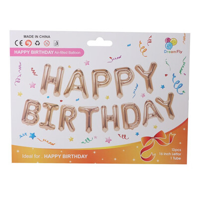 

FUNNYBUNNY 16 inch Happy Birthday Banner Balloons Foil Letters Mylar Balloons for Birthday Party Decoration
