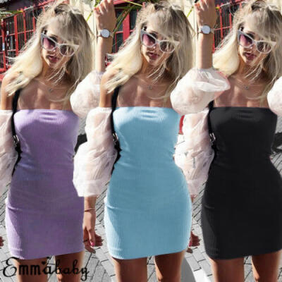 

Women Bandage Bodycon Casual LOng Sleeve Evening Party Cocktail Club Mini Dress