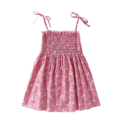 

Cute Floral Print Summer Sleeveless Dress Kids Girls Sling Princess Dresses