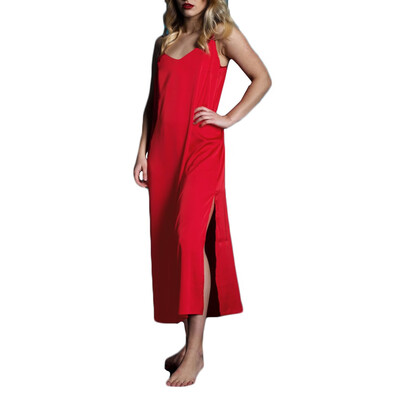 

Toponeto New Women Plus Size Sexy Lingerie Satin Silk Long Nightdress Backless Sleepwear