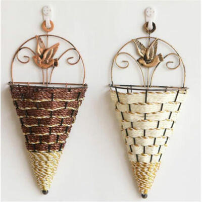 

Novelty Weave Craft Wall Hanging Pocket Basket Flat Back Home Wedding Decor