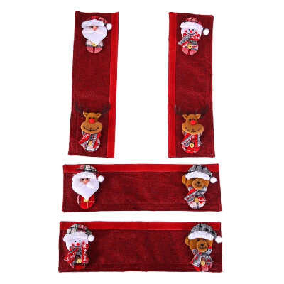 

Christmas Refrigerator Door Handle Shell Set Handle Protectoer 4pcs Santa Snowman Cute Cartoon Anti-static