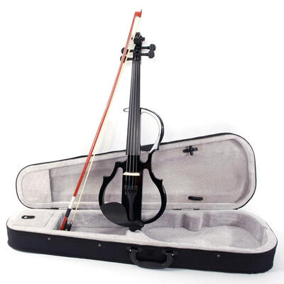 

Ktaxon 44 Black Solid Wood ElectricSilent Violin with Ebony Fittings in Style V-013 - Full Size