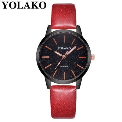 

YOLAKO Fashion large dial watches woman students WristWatch Damen simple Clock leisure belt retro lovers quartz watch 533