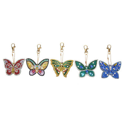 

5pcs DIY Butterfly Full Drill Special Shaped Diamond Painting Keychain Gift