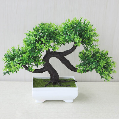 

New Bonsai Tree In Square Pot Artificial Plant Decoration Not Faded No Watering Potted For Office Home