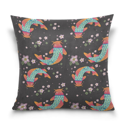

ALAZA Throw Pillow Cover 16 X 16 inch Cushion Cover with Fishes Printed Pillowcase