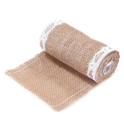 

2mroll Jute Burlap Hessian Ribbon with Lace DIY Crafts Wedding Party Decor