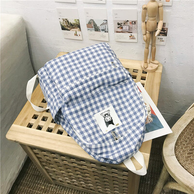 

Ins schoolbag female Korean version of senior high school students campus simplicity Sen Department Baitao small clean checked bac