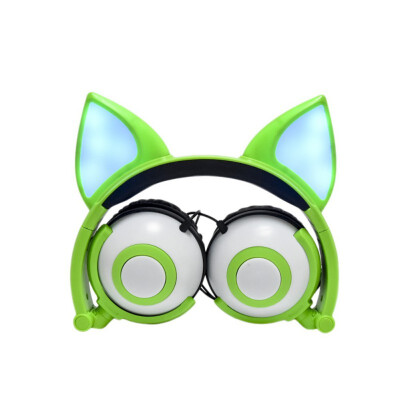 

Cartoon cut cat fox ear glowing child s Foldable Flashing Glowing cat ear s Headset Earphone