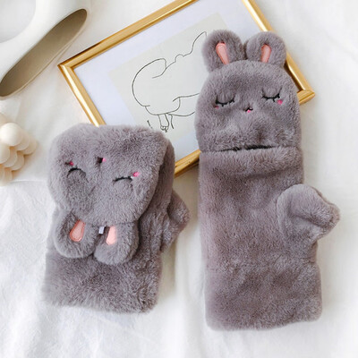 

Tailored Fashion Women Winter Lovely Warm Flip Over Thickening Rabbit Plush Gloves