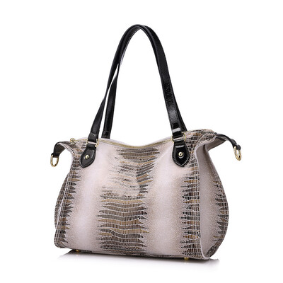

REALER brand fashion women genuine leather shoulder bags high quality crocodile pattern leather handbags female tote bag 2017