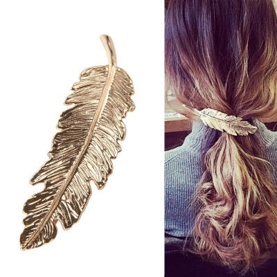 

Fashion beautiful Women Leaf Feather Hair Clip Hairpin Barrette Bobby Pin Hair Accessories