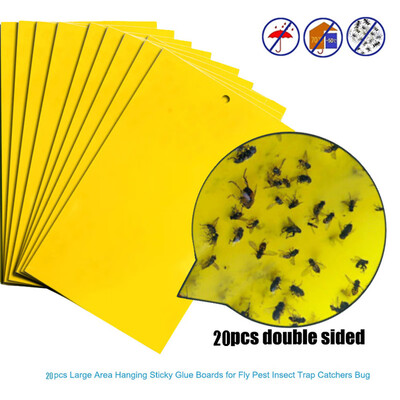 

Siaonvr 20Pcs Strong Flies Traps Bugs Sticky Board Catching Aphid Insects Pest Killer