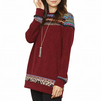 

Bottoming shirt T-shirt casual sweater round neck long-sleeved printed shirt