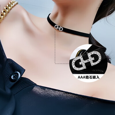 

Korea choker necklace female clavicle chain short neck jewelry neckband black necklace letter leather rope necklace