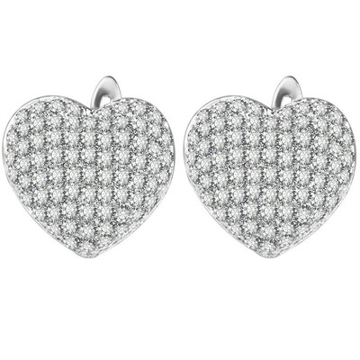 

1 Pair Heart Shaped Rhinestone Stud Earring SilverGold Color Fine Jewelry Wholesale Lovely Gift For Girl