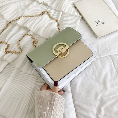 

2019 summer new Korean version of the tide fashion contrast color chain shoulder small bag female foreign temperament wild Messenger bag