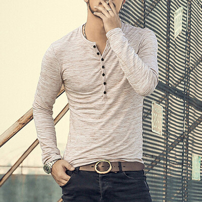 

Mens Slim Fit V-Neck Long-Sleeved Casual Comfortable T-Shirt