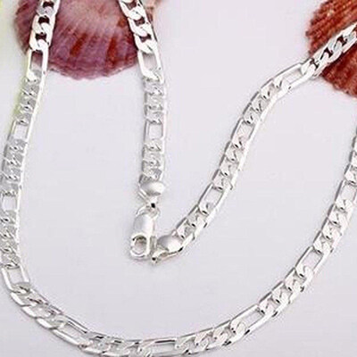 

Mens Womens Fashion Simple Luxury Silver Plated Jewelry Charm Chain Necklace