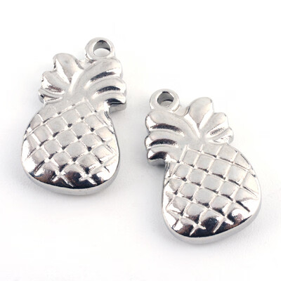 

304 Stainless Steel Pineapple Pendants Stainless Steel Color 18x11x35mm Hole 15mm