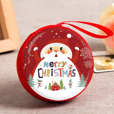 

New Year Santa Claus Mini Storage Bag Money Box For USB Cable Coin Holder As A Christmas Gifts Zipper Lock Travel Organizer