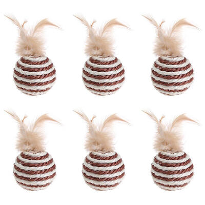 

6pcsset Pets Cats Toys Sisal Hemp Rope Balls Feather Bite Resistant Toys