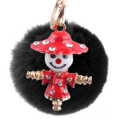 

New Diamond Scarecrow Rex Rabbit Hairball Keychain Bag Pendant Mobile Car Pendant