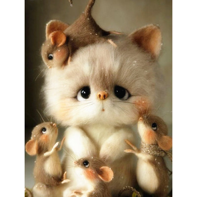 

Diamond Painting Full Drill Cat Diamond Embroidery Mouse Diy Diamond Mosaic Animal Pictures With Rhinestones