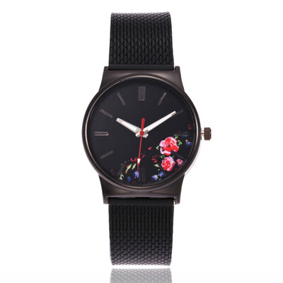 

European&American fashion ladies watch flower dial plastic