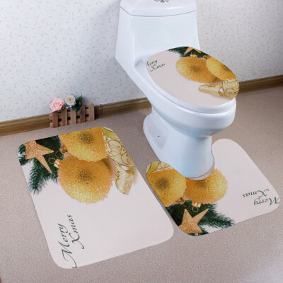 

Tailored 3PCS Christmas Bathroom Non-Slip Pedestal Rug Lid Toilet Cover Bath Mat Set