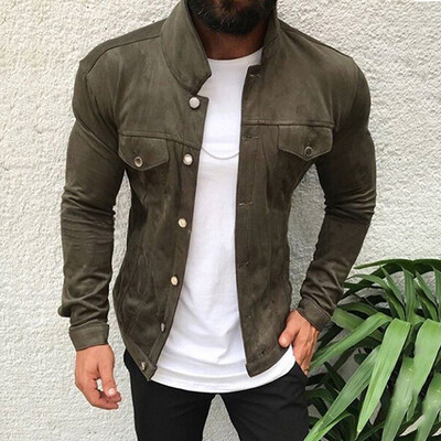 

2019 Mens Unlined Cotton Fitness Jacket Slim Fit Coat Long Sleeve Outerwear