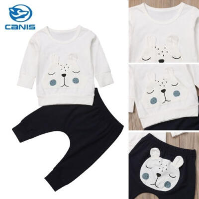 

Newborn Baby Boys Girls Bear Cartoon Tops Sweatshirt Harm Long Pants Outfits Set