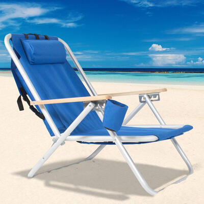 

Backpack Beach Chair Folding Portable Chair Blue Solid Construction Camping