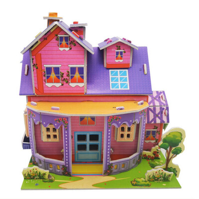 

Tailored 3D DIY Puzzle Castle Model Cartoon House Assembling Paper Toy Kid Early Learning