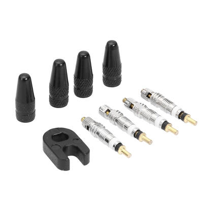 

4pcs Presta Valve Stem Caps 4pcs Valve Cores Wrench Bicycle Tool Kit