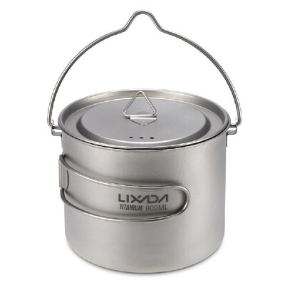 

Lixada 1600ml Titanium Pot Ultralight Portable Hanging Pot with Lid&Foldable Handle Outdoor Camping Hiking Backpacking