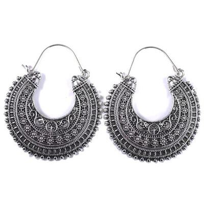 

Bohemian Beach Hollow Pattern Personalized Retro Semi - Circular Dangle Earrings Ethnic Drop Earrings