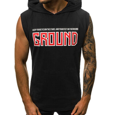 

Fashion Mens Slim Fit Solid hooded Hoodie Short Sleeve Casual T-Shirt Tops