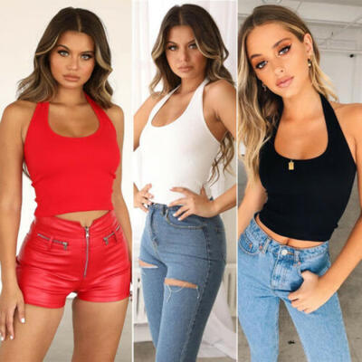

Women Halter Neck Strappy Vest Tops Ladies Sleeveless Backless Sexy Casual Tank