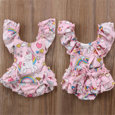 

Newborn Baby Girls Backless Unicorn Romper Bodysuit Jumpsuit Outfits Set Clothes