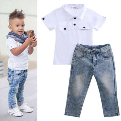 

AU Toddler Baby Boy Short Sleeve T-Shirt Tops Jeans Pants Outfits Sets Clothes
