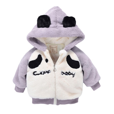 

Autumn Winter 0-3Y Infant Baby Boys Girls Wool Long Sleeve Outerwear Cute Cartoon Letter Printing Zipper Hooded New Outerwear