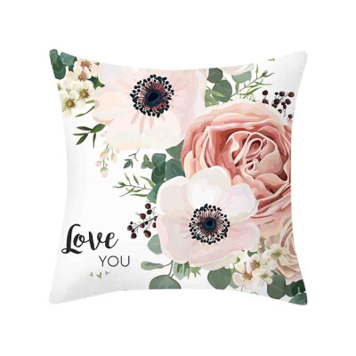 

〖Follure〗Throw Rose Printed Cushion Cover Square Sofa Pillow Case Flower Home Art Decor