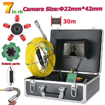

7inch 22mm Pipe Inspection Video Camera 30M IP68 Waterproof Drain Pipe Sewer Inspection Camera System 1000 TVL Camera with 6W LED