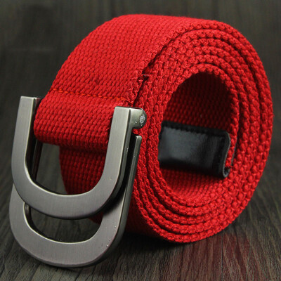 

Men&Women weaving Canvas belt fashion high quality Alloy Double ring buckle Men belt outdoor casual cowboy pants belt