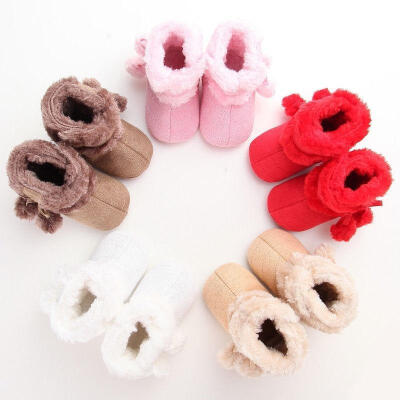 

Newborn Kids Baby Girls Snow Shoes Winter Soft Sole Prewalker Crib Plush Boots