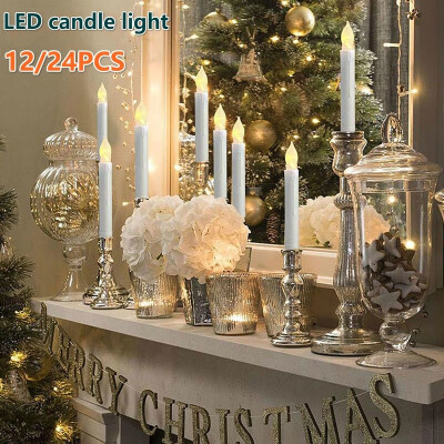 

1224pcs LED Wax Flickering Flameless Candle Lights Battery Operated Taper Dinner Party