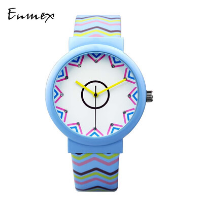 

Enmex Creative Design of Color geometric patterns colorful Girls watches&watches during the Translation of Holiday gifts