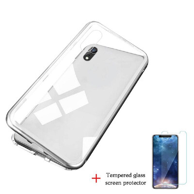 

Magneto Magnetic Adsorption Case Clear Tempered Glass Red Clear i-phone XR